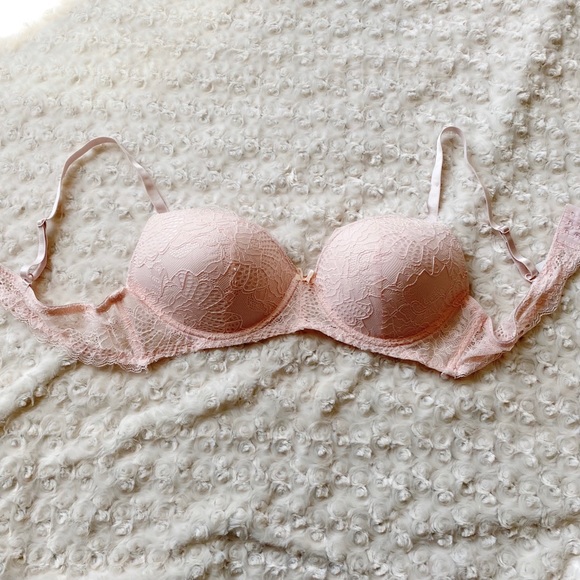 NEW Adrienne Vittadini Studio Lace Padded Sexy Blush Pink Delicate Bra 38C - Picture 1 of 6